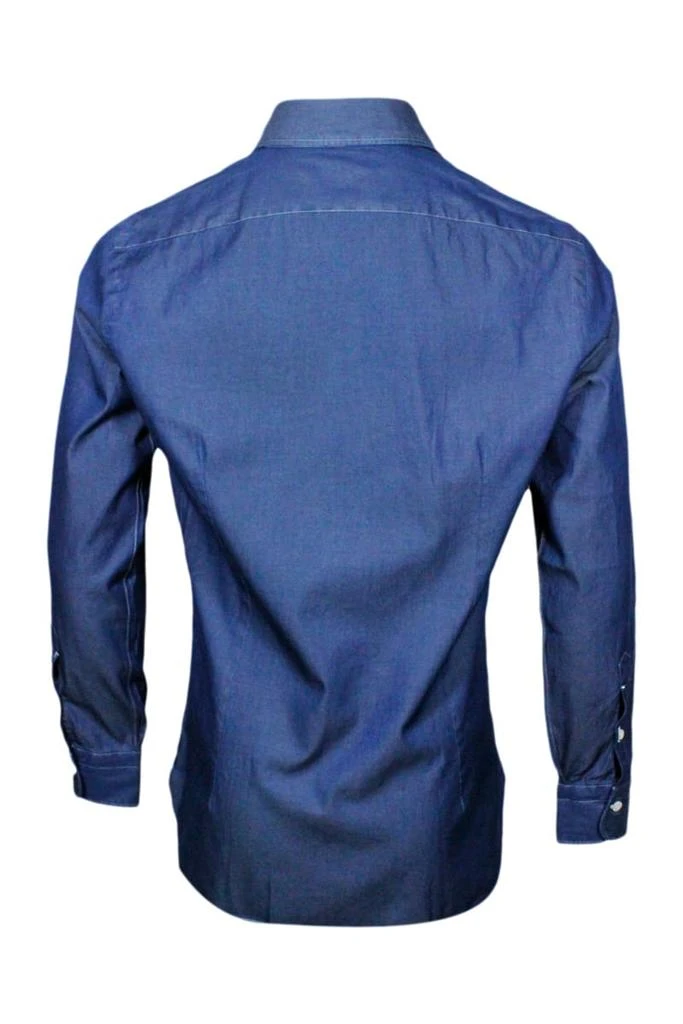 商品BARBA NAPOLI|Dandylife Denim Shirt With Hand-sewn Italian Collar And Mother-of-pearl Buttons,价格¥2034,第3张图片详细描述