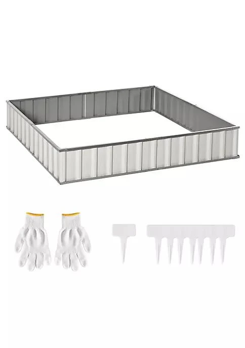 商品belk|8X3ft Metal Raised Garden Bed Diy Large Steel Planter Box No Bottom W  A Pairs Of Glove For Backyard Patio To Grow Vegetables Herbs And Flowers White,价格¥904,第2张图片详细描述