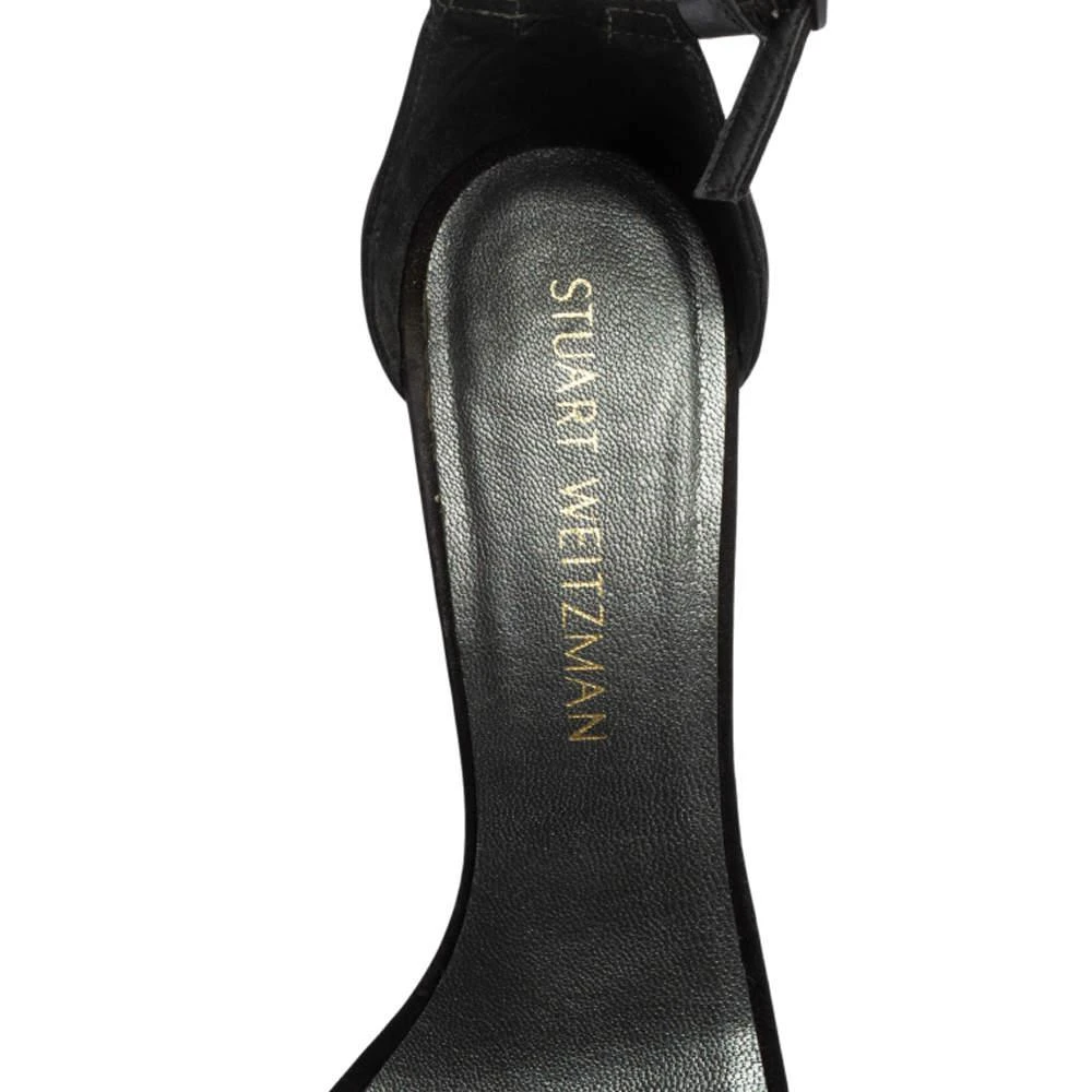 Stuart Weitzman Black Suede Faux Pearl Embellished Nudist Sandals Size 37.5 商品