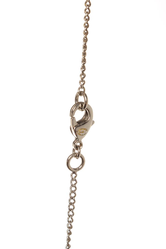 Chanel Silver CC Logo Pearl Drop Necklace商品第5张图片规格展示