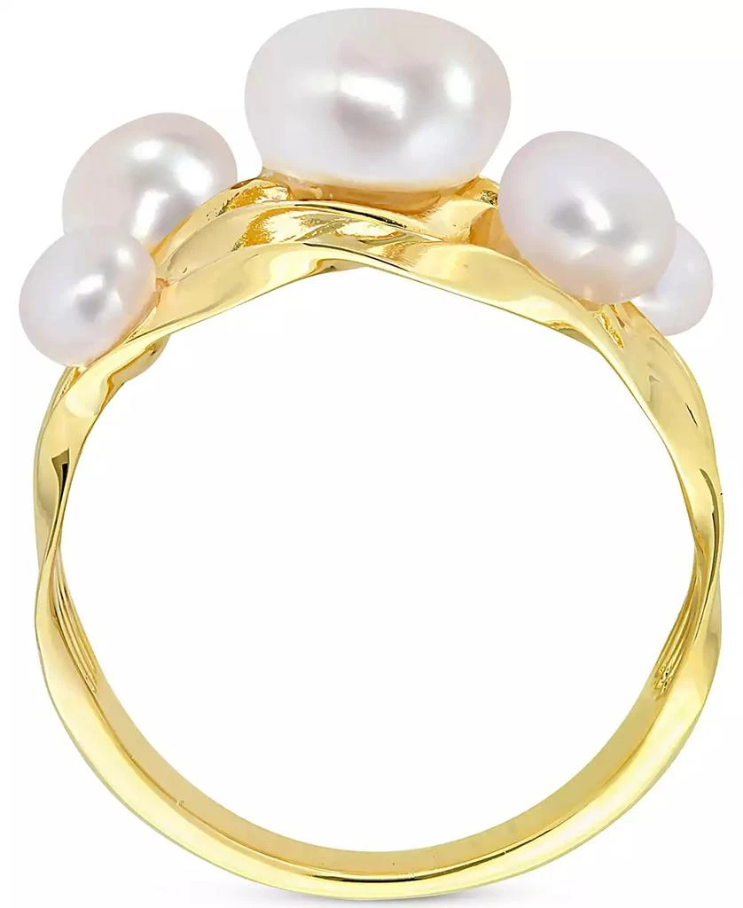 商品Macy's|Cultured Freshwater Pearl (4- 7-1/2mm) Cluster Openwork Ring in Yellow Rhodium-Plated Sterling Silver,价格¥823,第3张图片详细描述