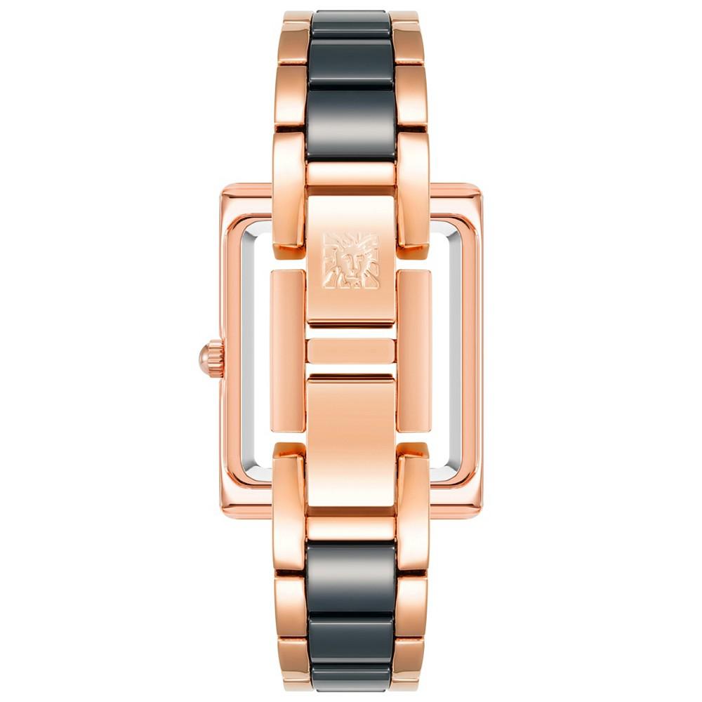 Women's Three-Hand Quartz Gold-Tone Alloy with Navy Ceramic Bracelet Watch, 24mm商品第3张图片规格展示