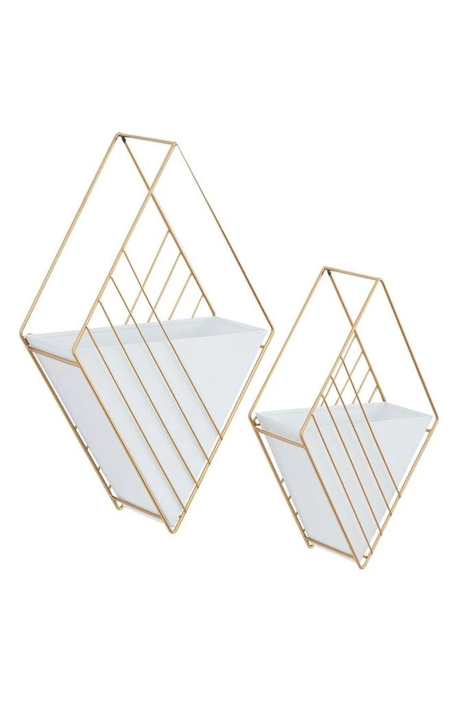 商品COSMO BY COSMOPOLITAN|White Metal Indoor Outdoor Hanging Geometric Wall Planter - Set of 2,价格¥377,第3张图片详细描述