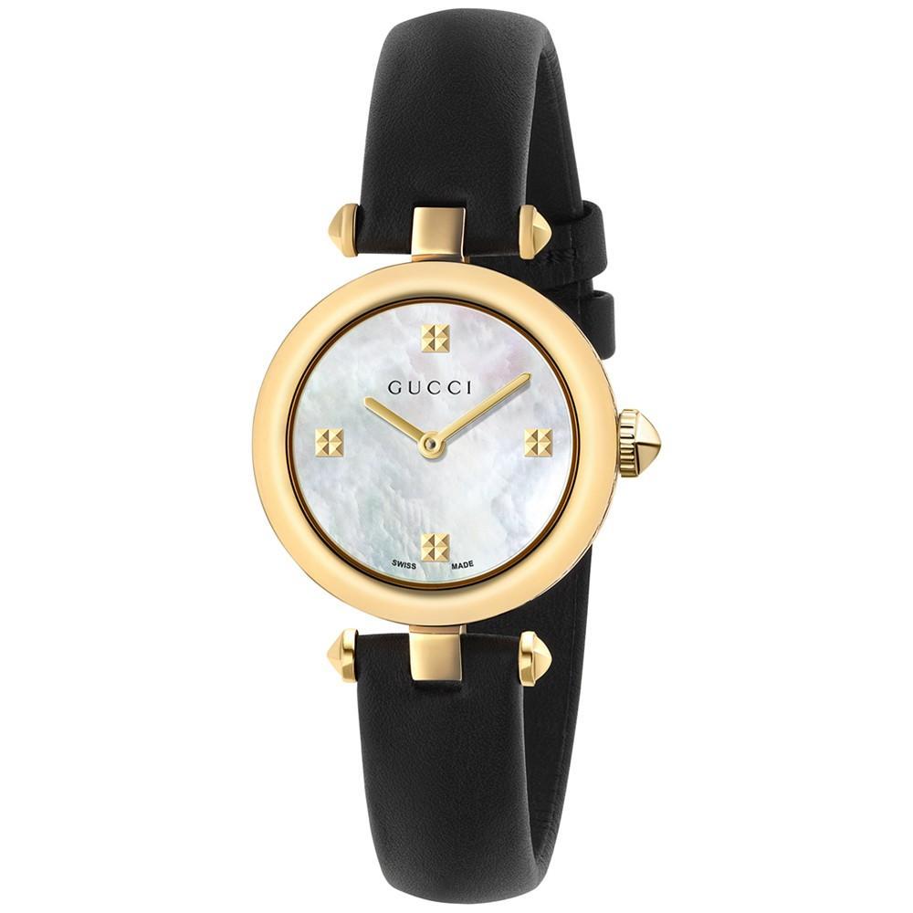 商品Gucci|Women's Swiss Diamantissima Black Leather Strap Watch 27mm,价格¥9689,第1张图片