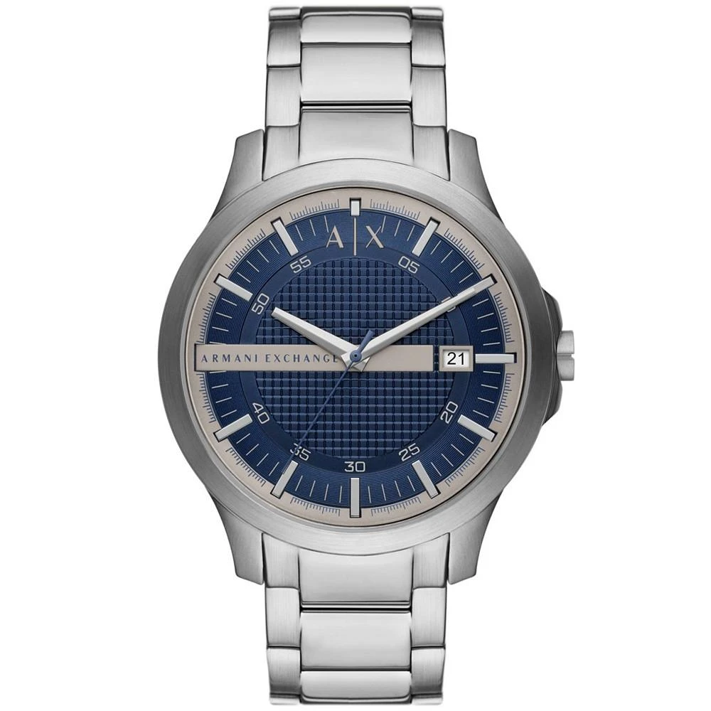 商品Armani Exchange|Men's Quartz Three Hand Date Silver-Tone Stainless Steel Watch 46mm,价格¥953,第1张图片