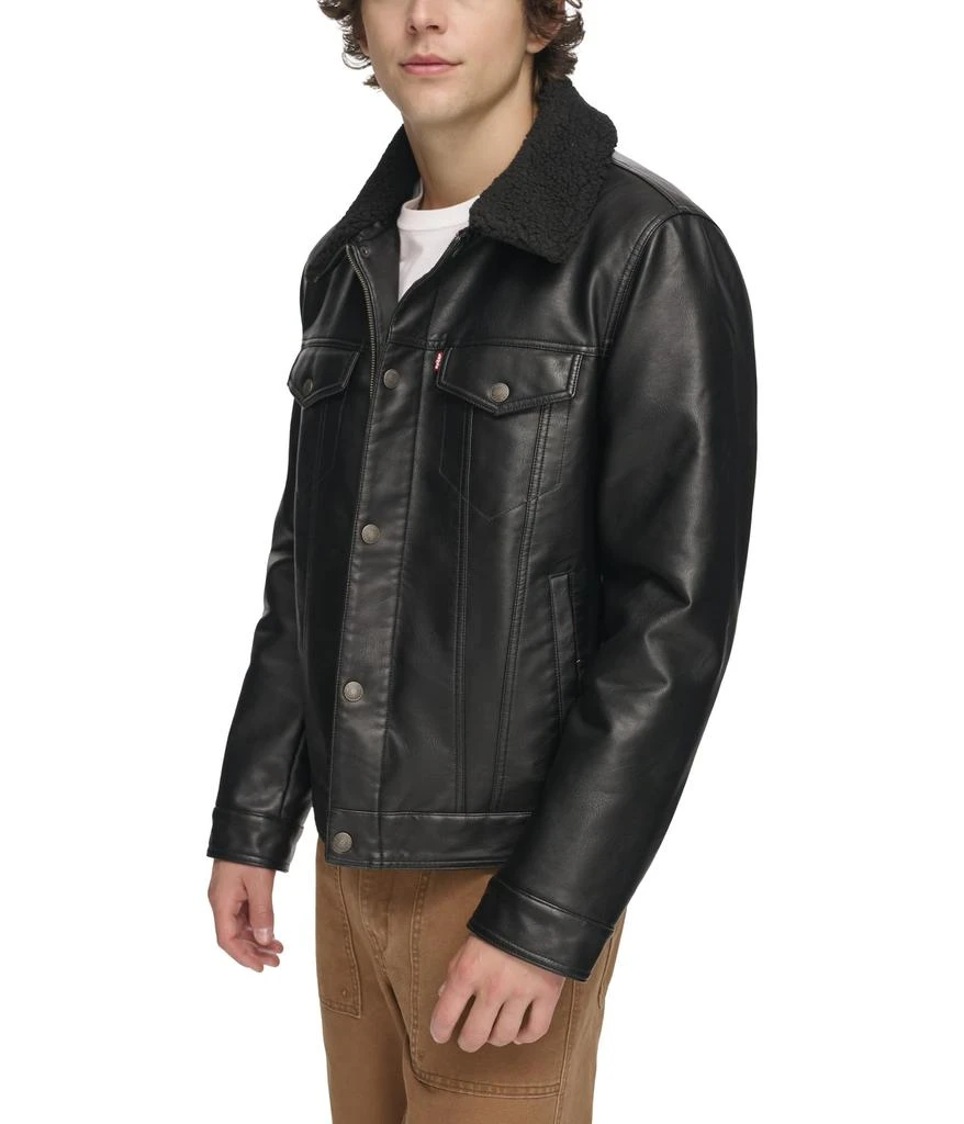 商品Levi's|Faux Leather Trucker with Sherpa Lined Collar,价格¥635,第3张图片详细描述