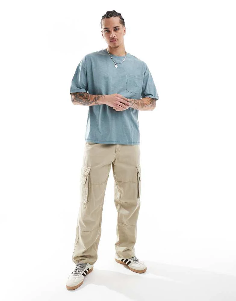 商品New Look|New Look slub pocket t-shirt in cool blue,价格¥137,第2张图片详细描述