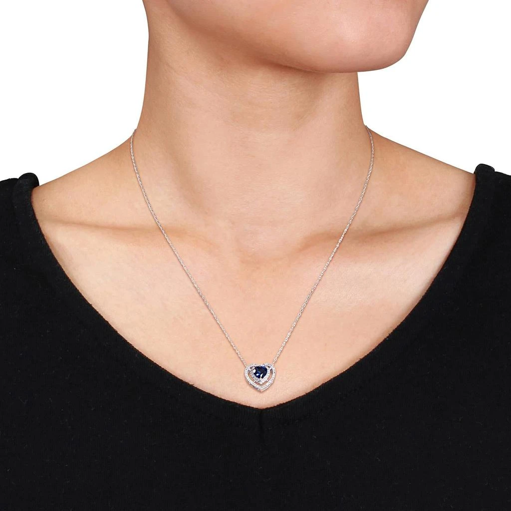 商品Julianna B|10k White Gold Created Blue Sapphire and Diamond Necklace,价格¥4109,第4张图片详细描述