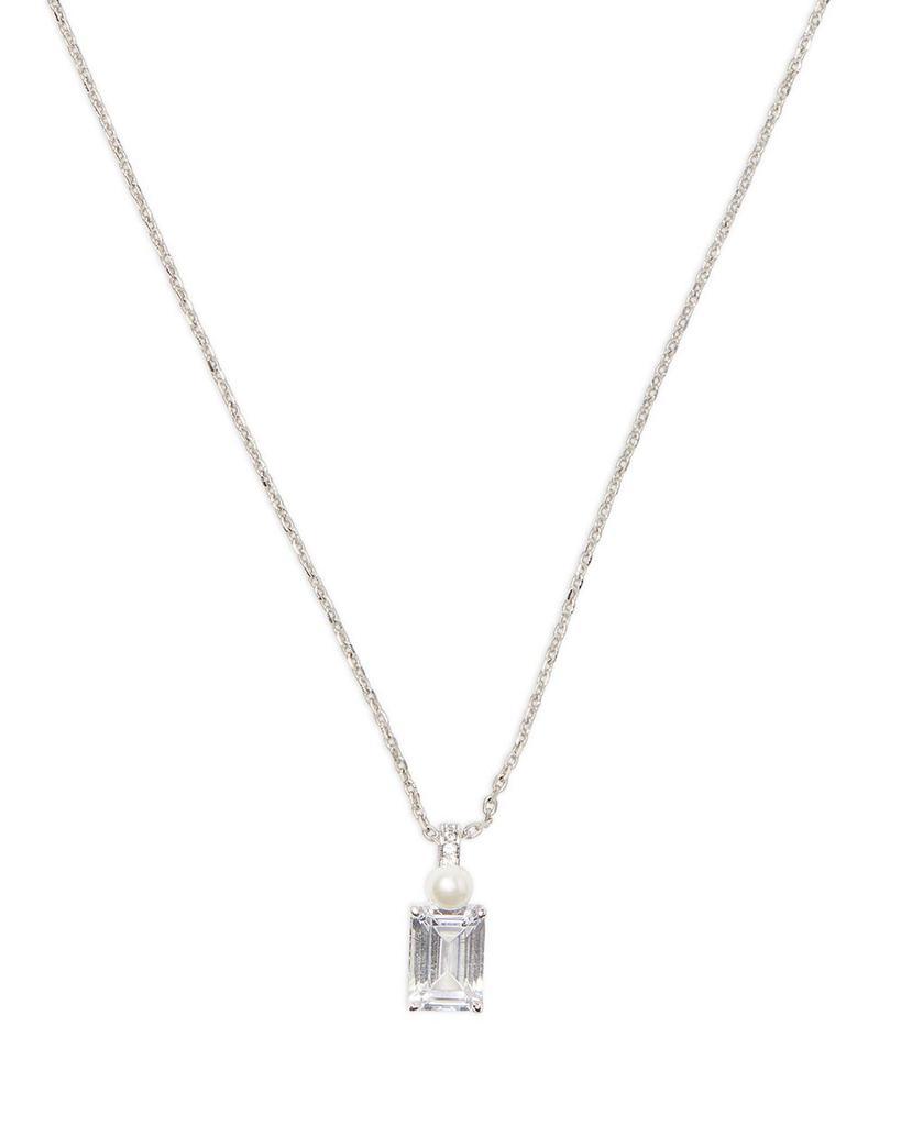 商品Kate Spade|Bouquet Toss Cubic Zirconia & Imitation Pearl Pendant Necklace in Silver Tone, 17"-20",价格¥392,第1张图片