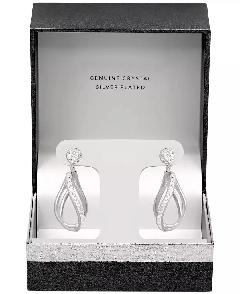 商品Essentials|Crystal Double Teardrop Hoop Earrings in Silver-Plate,价格¥112,第3张图片详细描述