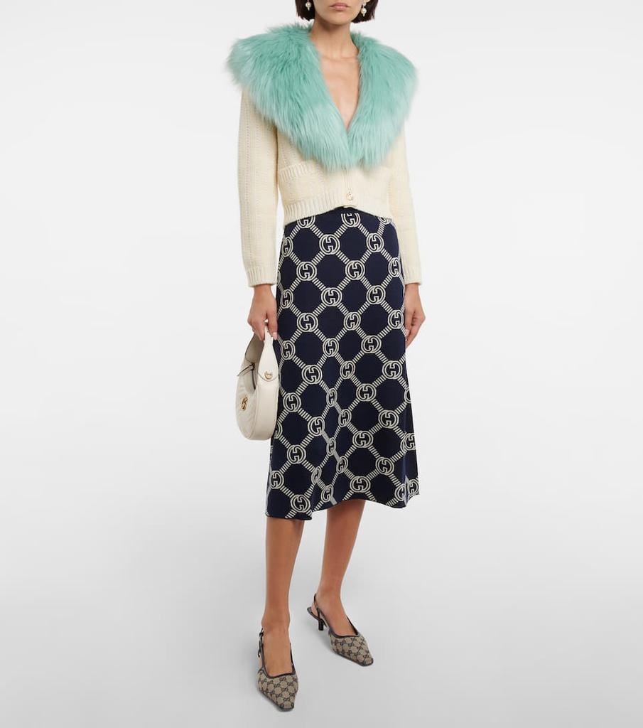 GG reversible wool-blend midi skirt商品第2张图片规格展示