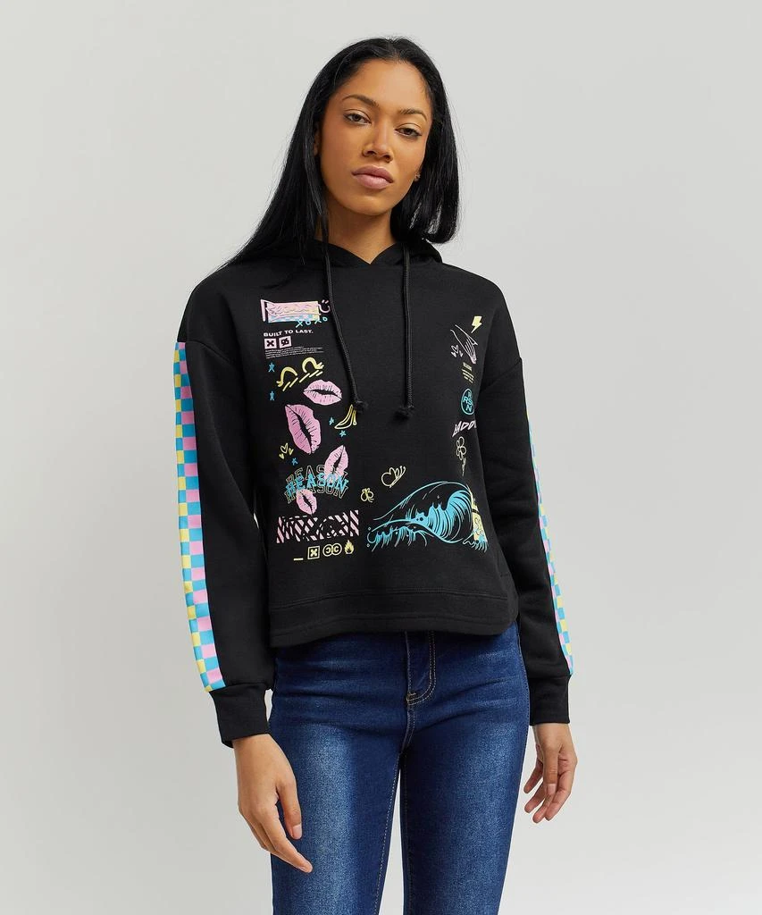 商品Reason Clothing|Womens Baddie Hoodie - Black,价格¥60,第1张图片