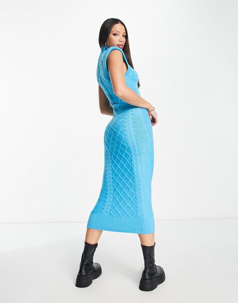 River Island Tall cable knit midi dress in blue商品第2张图片规格展示