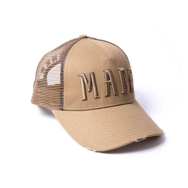 商品Original Hero|Milliner Almond Distressed Cotton Trucker Made 3D Embroidered,价格¥438,第1张图片