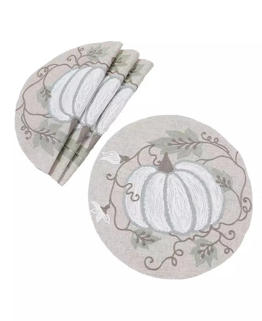 商品Manor Luxe|Harvest Pumpkins and Vines Crewel Embroidered Fall Placemats, Set of 4,价格¥606,第1张图片