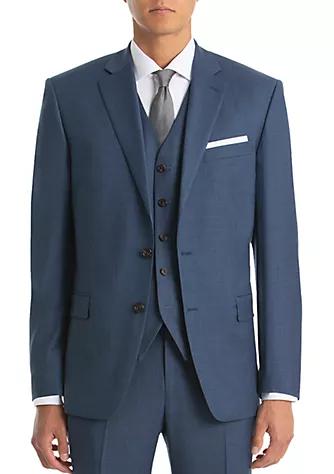 Blue Sharkskin Wool Straight Suit Separate Coat商品第1张图片规格展示