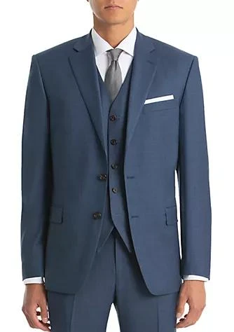 商品Ralph Lauren|Ralph Lauren Blue Sharkskin Wool Straight Suit Separate Coat,价格¥1671,第1张图片