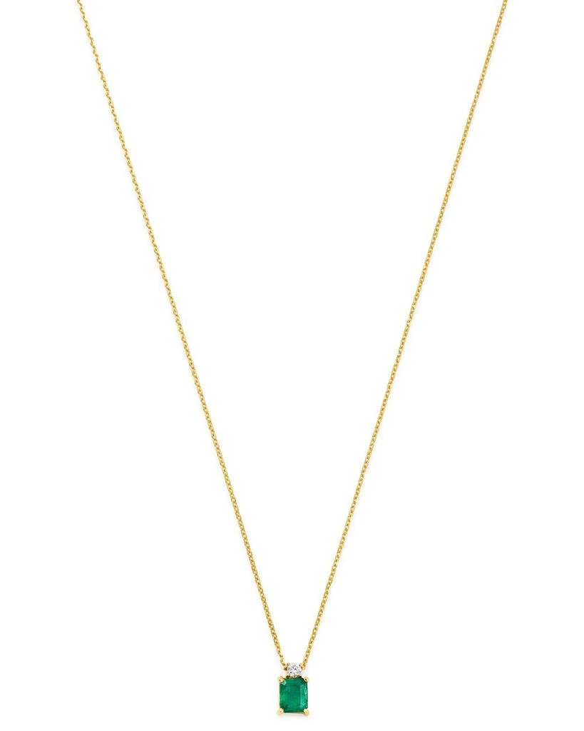 Emerald & Diamond Pendant Necklace in 14K Yellow Gold, 16" 商品