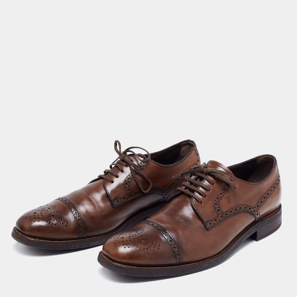 Tod's Dark Brown Brogue Leather Lace Up Derby Size 44.5商品第2张图片规格展示