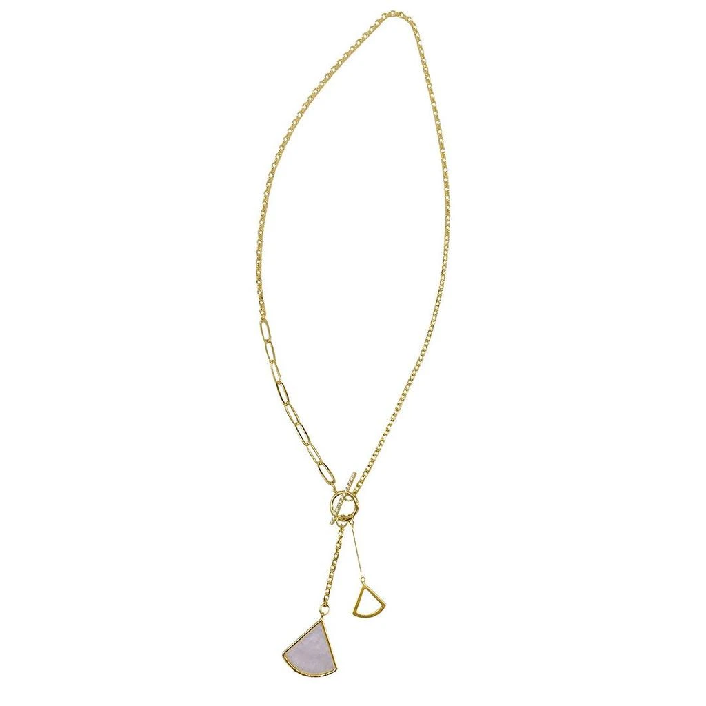 商品ADORNIA|Adornia Mixed Chain Toggle Y- Ginko Leaf Drop Necklace gold,价格¥203,第1张图片