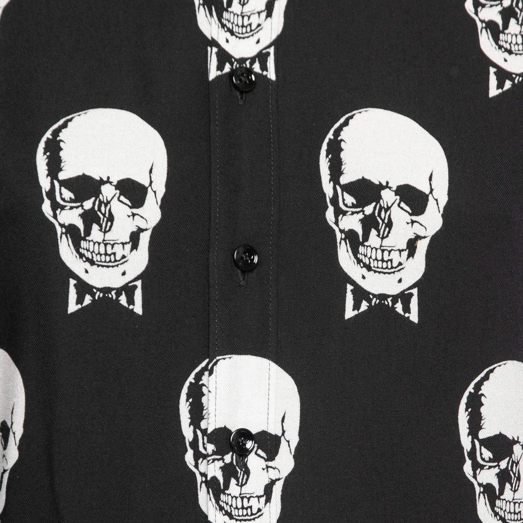 商品[二手商品] Yves Saint Laurent|Saint Laurent Black Skull Print Twill Shirt Dress M,价格¥3351,第5张图片详细描述