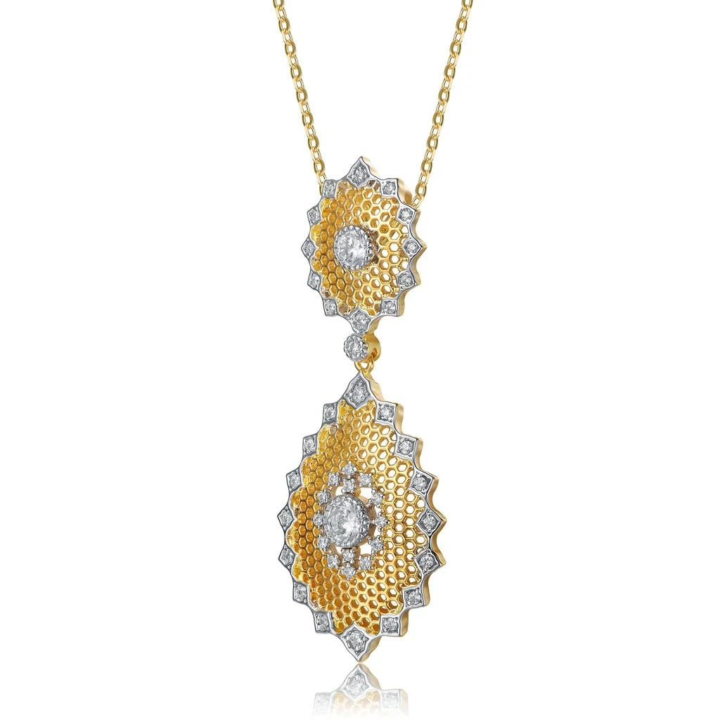 商品Rachel Glauber|Rachel Glauber Rhodium And 14k Gold Plated Cubic Zirconia Pendant Necklace,价格¥581,第2张图片详细描述