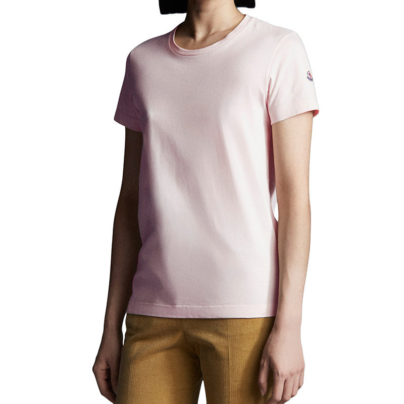 商品Moncler|【预售3-7天】Moncler/蒙克莱 22年秋冬新款 女士粉色纯棉短袖T恤H10938C73200V8058529,价格¥1824,第7张图片详细描述