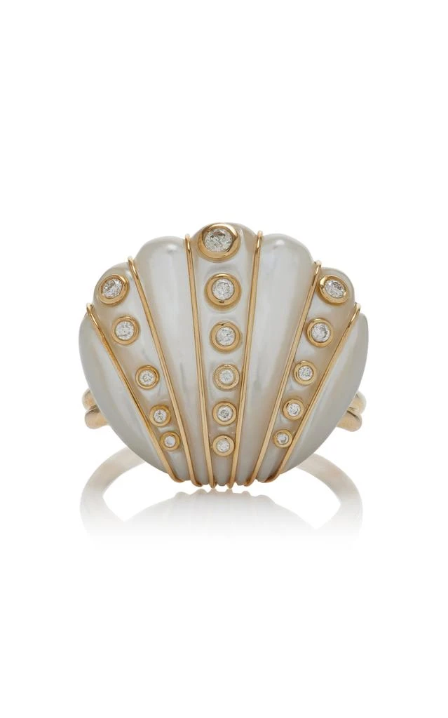 商品Yvonne Leon|Yvonne Leon - 9K Yellow Gold; Diamond And Pearl Ring - White - US 7 - Moda Operandi - Gifts For Her,价格¥21376,第1张图片