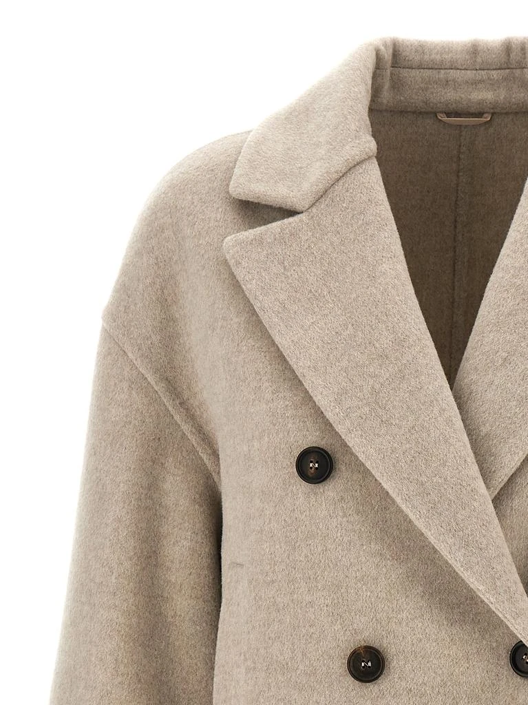 商品Brunello Cucinelli|Double-Breasted Short Coat Coats, Trench Coats Beige,价格¥24394,第3张图片详细描述