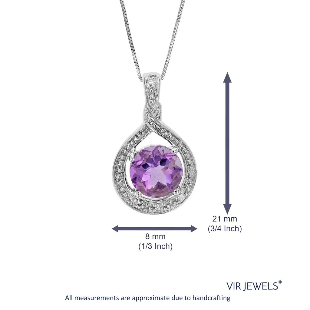 1.25 cttw Purple Amethyst Pendant Necklace .925 Sterling Silver 7 MM Round 商品