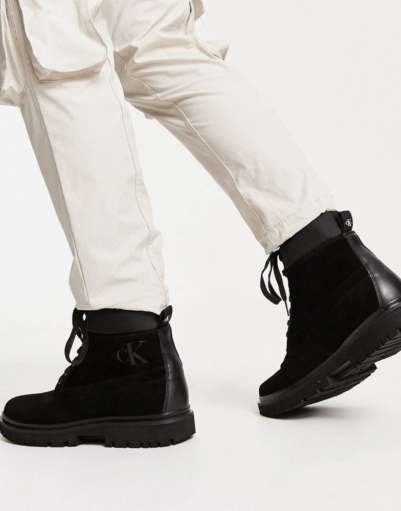 商品Calvin Klein|Calvin Klein Jeans lace up hiker boot in black,价格¥642,第3张图片详细描述