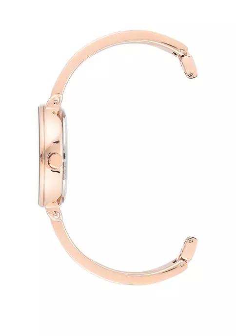 Rose Gold Metal White Enamel Diamond Bracelet Watch商品第3张图片规格展示