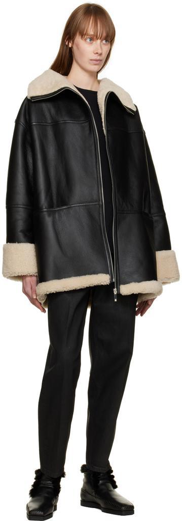 商品Totême|Black & Off-White Signature Shearling Jacket,价格¥16770,第6张图片详细描述