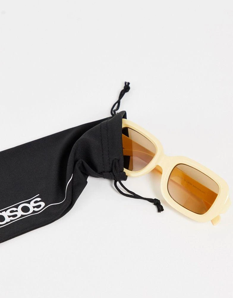 商品ASOS|ASOS DESIGN square sunglasses in yellow with tonal lens - YELLOW,价格¥55,第3张图片详细描述