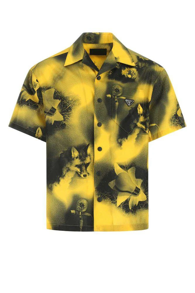 商品Prada|Prada Logo Plaque Abstract Print Shirt,价格¥8954,第1张图片