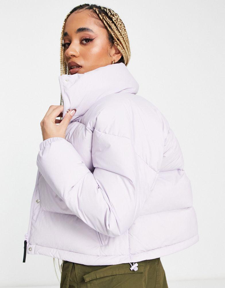 商品Adidas|adidas Sportswear Future Lounge rubber logo puffer jacket in lilac,价格¥2036,第4张图片详细描述