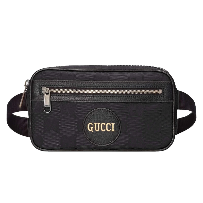 GUCCI/古驰 经典款Off The Grid系列 男士黑色/蓝色再生尼龙拼皮暗纹老花腰包 商品