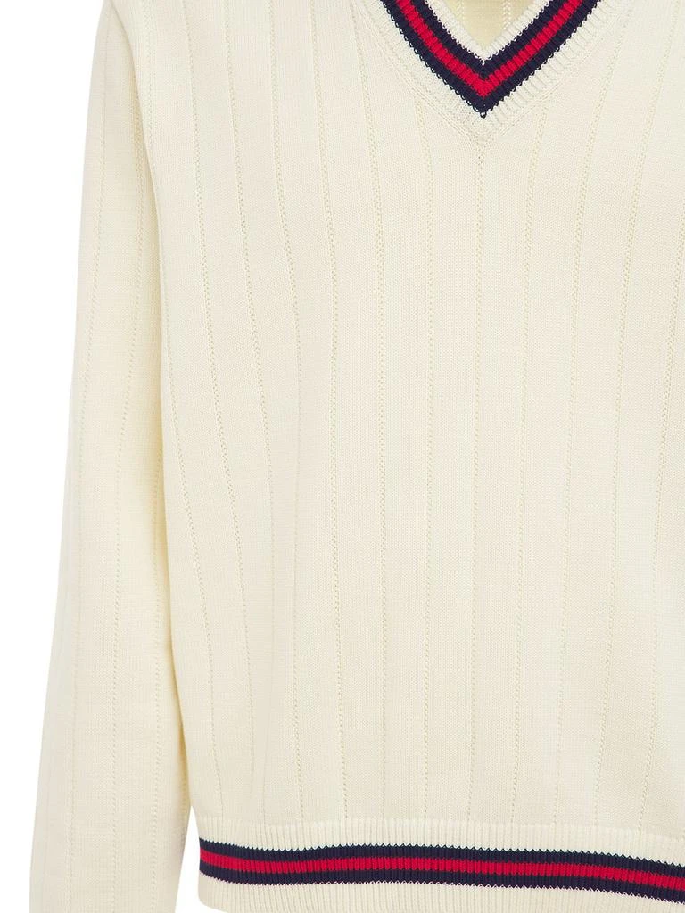 商品Gucci|Cotton Knit V Neck Sweater W/ Web,价格¥9179,第3张图片详细描述