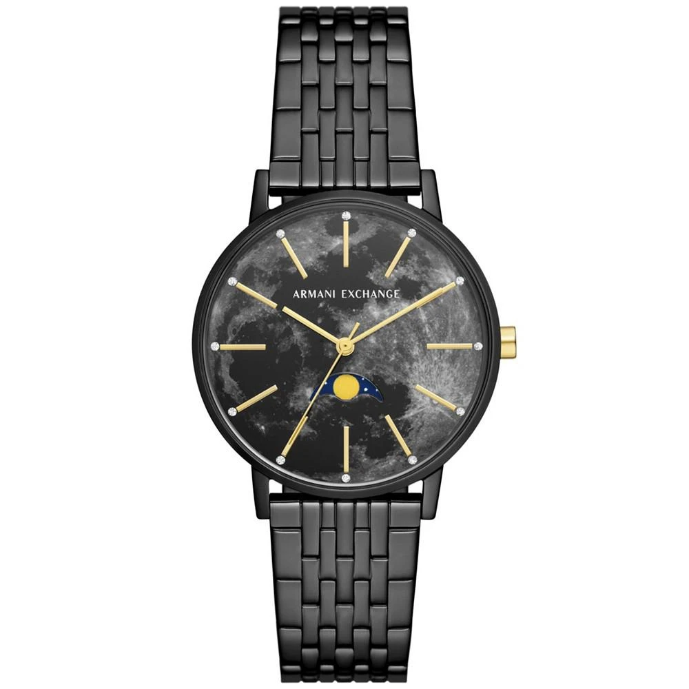 商品Armani Exchange|Women's Moonphase Multifunction Black Stainless Steel Bracelet Watch, 36mm,价格¥1439,第1张图片