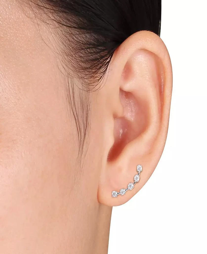 商品Macy's|Moissanite Curved Crawler Charm Earrings 5/8 ct. t.w in 10K White Gold,价格¥2355,第2张图片详细描述