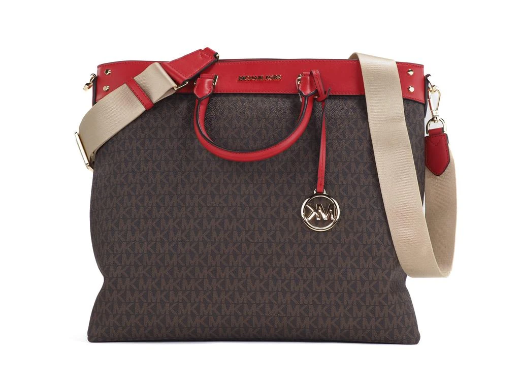 商品Michael Kors|Michael Kors Travel Large Signature PVC Top Zip North South Tote Handbag Women's (/Flame),价格¥2585,第1张图片