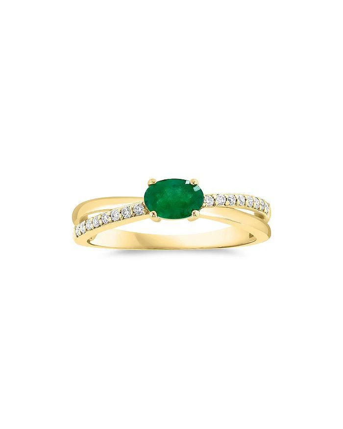 商品Bloomingdale's|Emerald & Diamond Crossover Ring in 14K Yellow Gold,价格¥6772,第2张图片详细描述