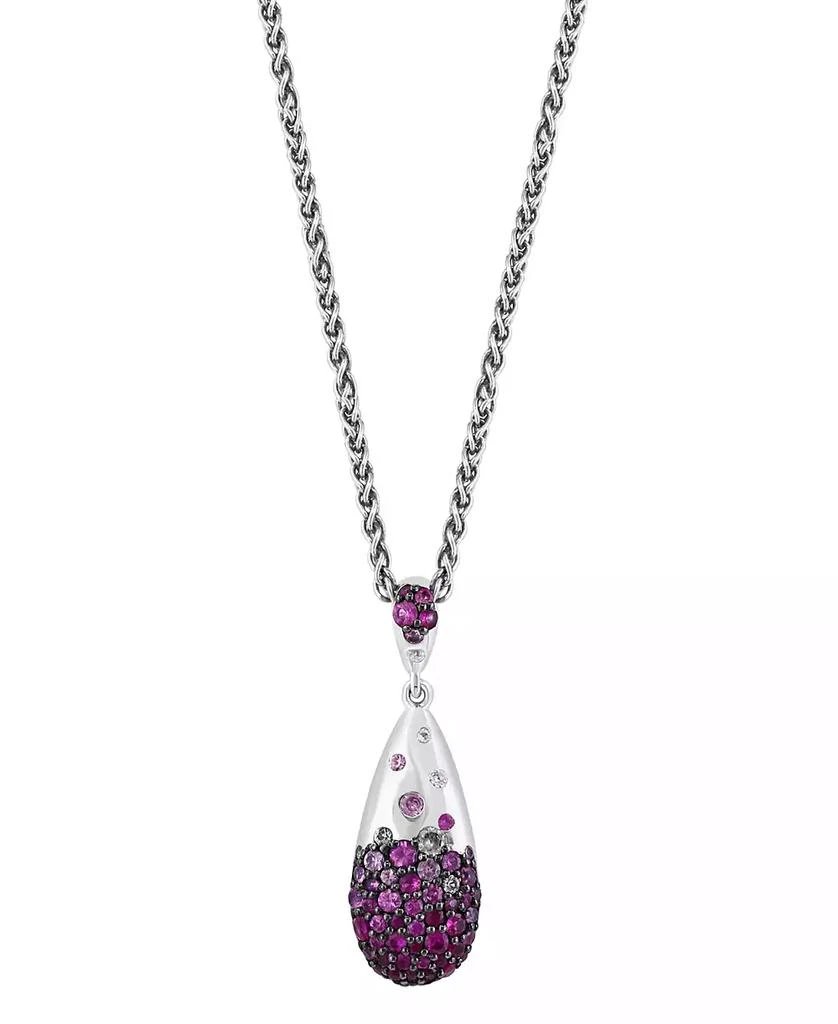 商品Effy|EFFY® Ruby (3/4 ct. t.w.) & White Sapphire (3/8 ct. t.w.) Ombré Cluster 18" Pendant Necklace in Sterling Silver,价格¥1882,第1张图片