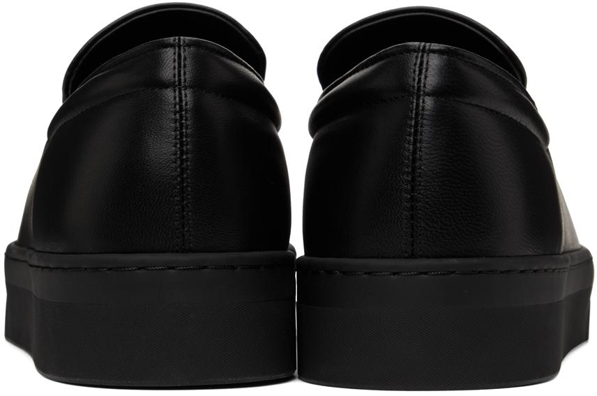 Black Leather Dean Slip-On Sneakers商品第4张图片规格展示