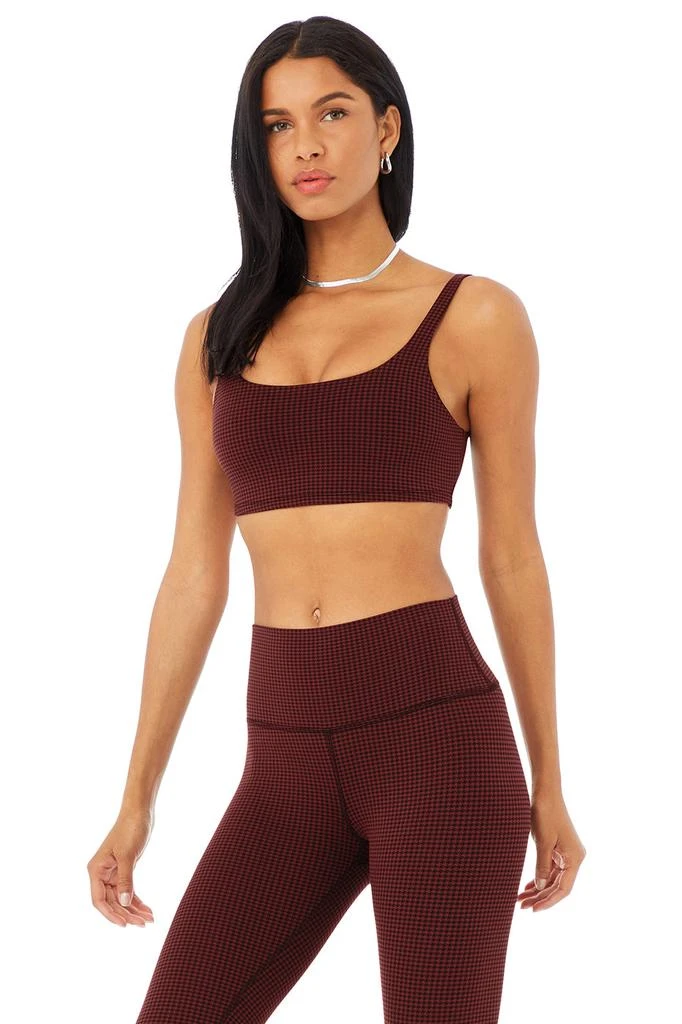 商品Alo|Micro Houndstooth Bra - Cranberry/Black,价格¥305,第1张图片