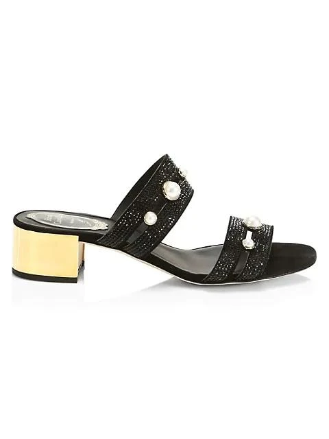 商品Rene Caovilla|Pearl-Embellished Leather Mules,价格¥3657,第1张图片