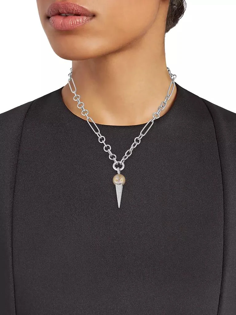 商品Samira 13|18K White Gold, Tahitian Pearl, &amp; 0.83 TCW Diamond Pyramid Pendant Necklace,价格¥62183,第2张图片详细描述