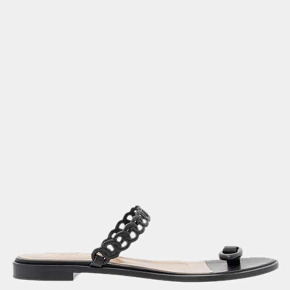 商品[二手商品] Hermes|Hermes Black Chaine D'Ancre Flat Sandals Size EU 39,价格¥3975,第1张图片