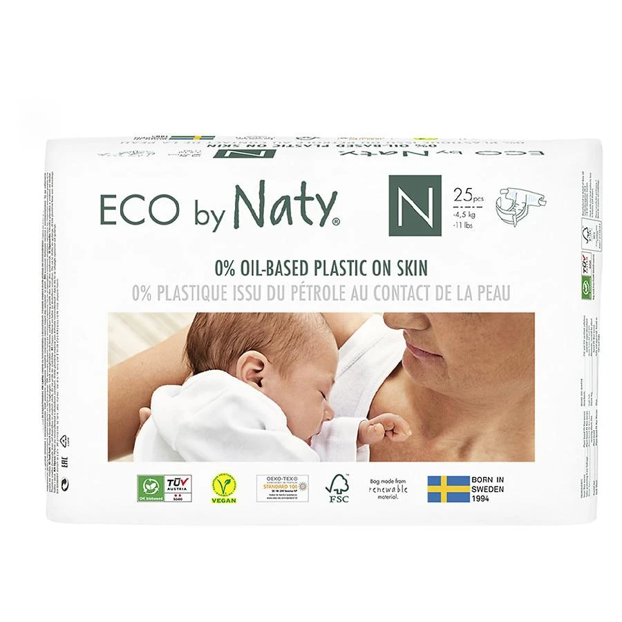 商品Eco by Naty|Disposable Diapers for Sensitive Skin Size Newborn,价格¥82,第1张图片