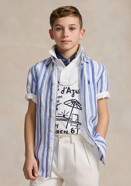 商品Ralph Lauren|Lauren Childrenswear Boys 8 20 Linen Short Sleeve Shirt,价格¥209,第2张图片详细描述